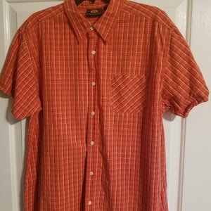 Route 66 Button Down Orange/BLK Plaid Shirt Large